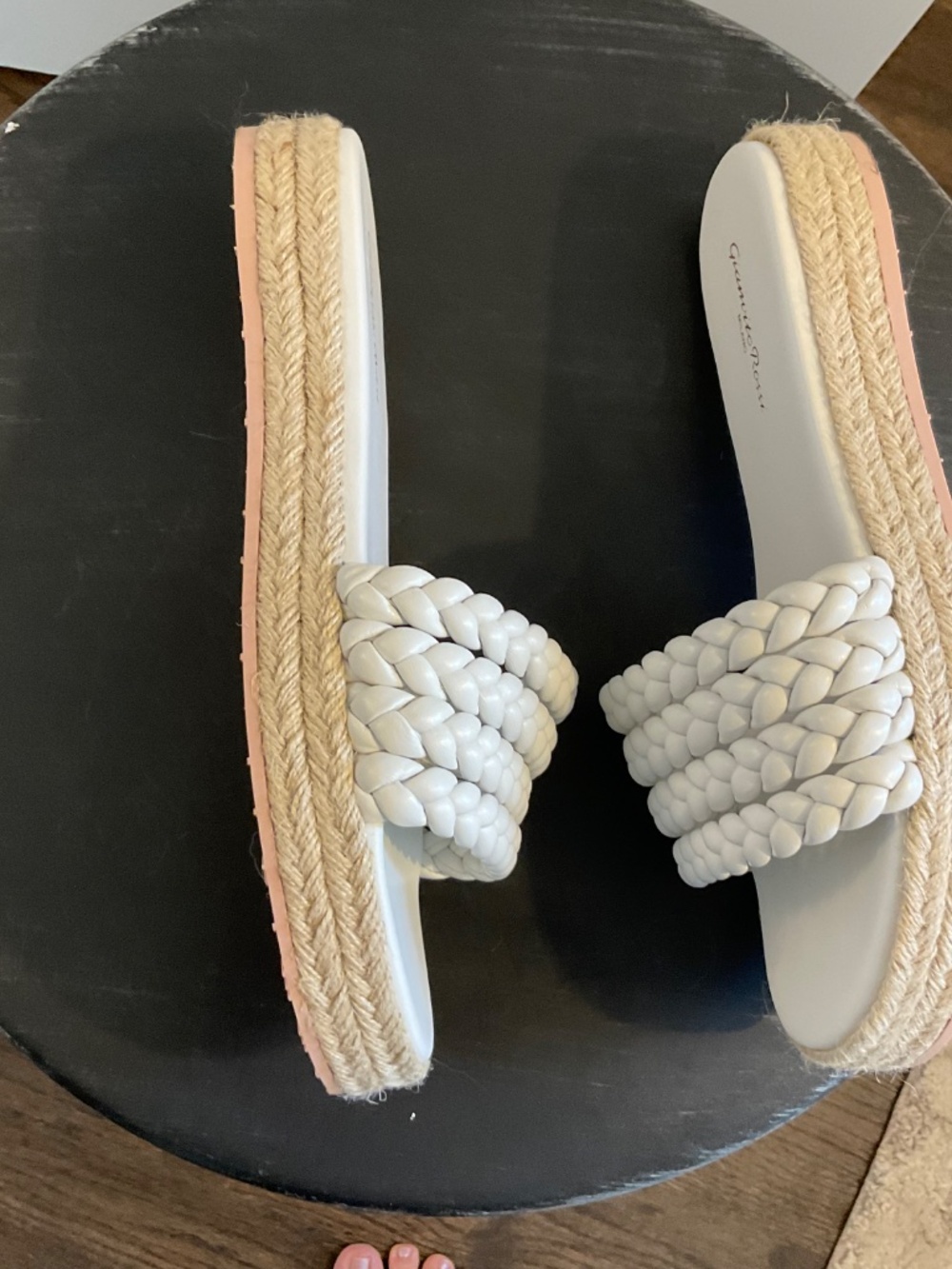 Gianvito Rossi White Leather Espadrille Slides - Picture 4 of 6